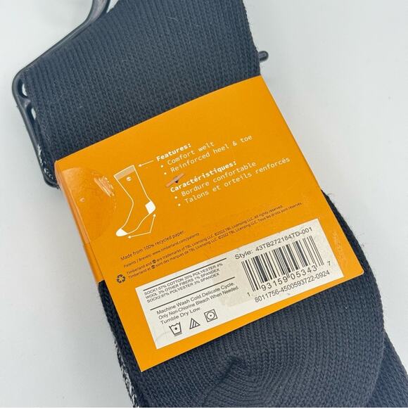 Timberland Boot Socks Heathered Black Grey Wool Blend 2 Pairs Women’s One Size - Picture 4 of 5